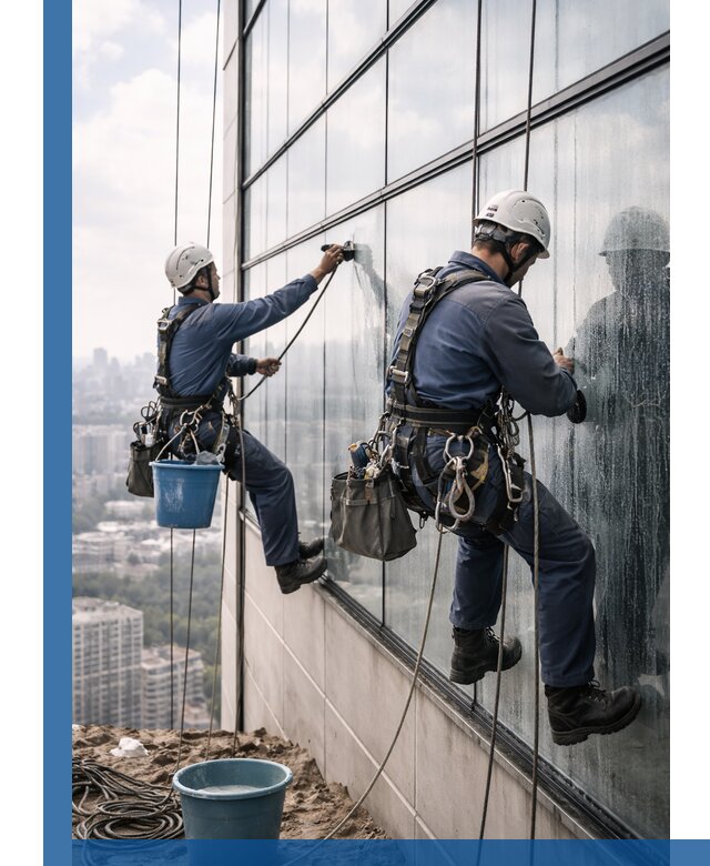 Профессиональная мойка фасадных окон альпинистами в Геленджике