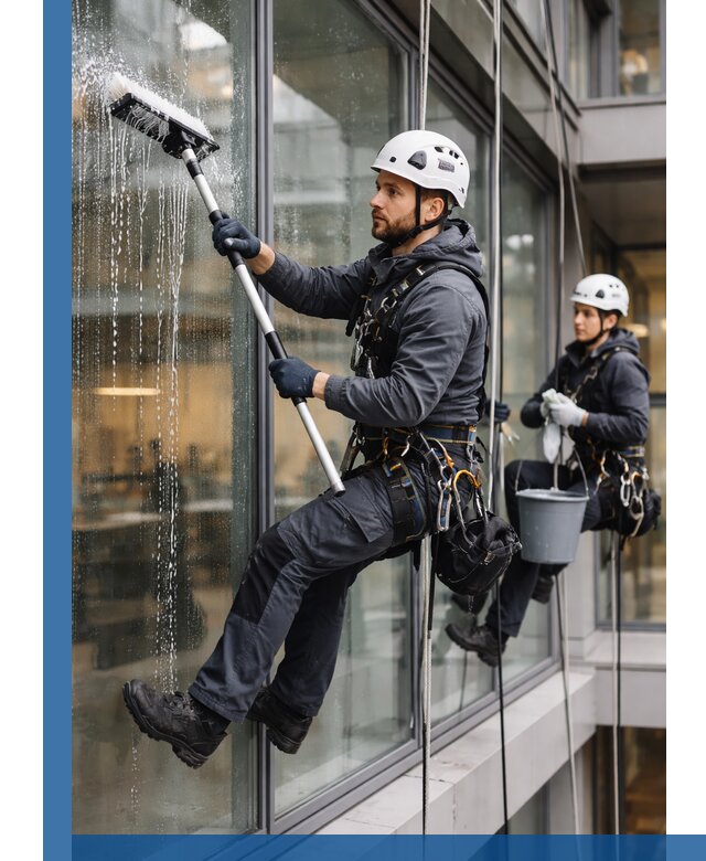 Профессиональная мойка витражей промышленными альпинистами в Геленджике