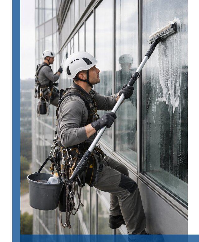 Высотная мойка сплошного остекления с выездом в Геленджике