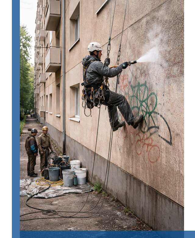 Удаление граффити с фасада в Геленджике без следов и повреждений