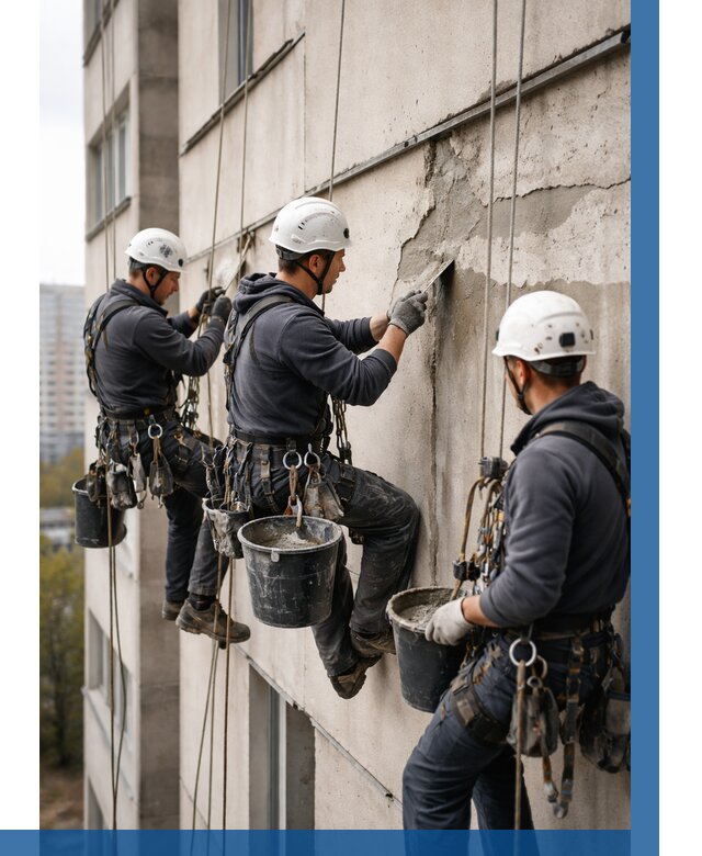 Ремонт бетонных элементов фасада в Геленджике от 2599 р. | ВЫСОТНИК-Глн