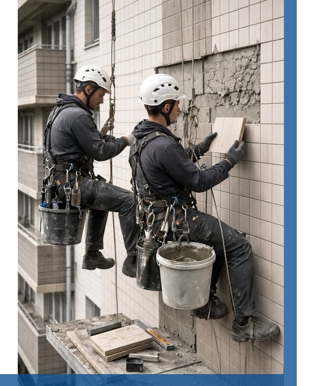 Ремонт облицовки фасада плиткой в Геленджике от 1871 р. | ВЫСОТНИК-Глн