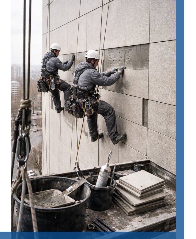 Ремонт фасада из керамогранита в Геленджике от 2599 р. | ВЫСОТНИК-Глн