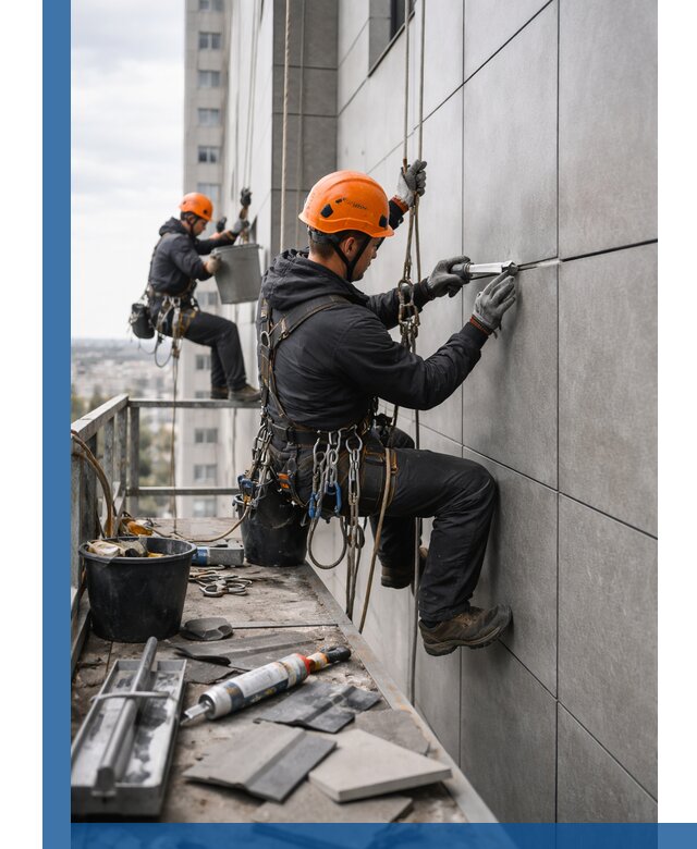 Профессиональный ремонт фасада из керамогранита в Геленджике