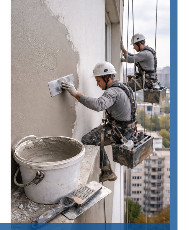 Шпаклевка фасада на высоте в Геленджике от 728 р. | ВЫСОТНИК-Глн