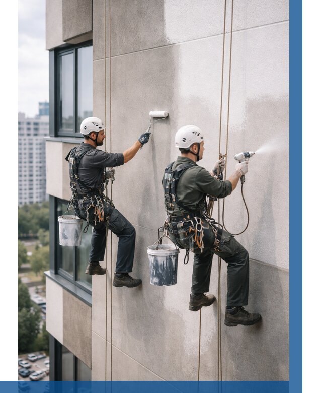 Покраска фасада альпинистами в Геленджике от 312 р. | ВЫСОТНИК-Глн