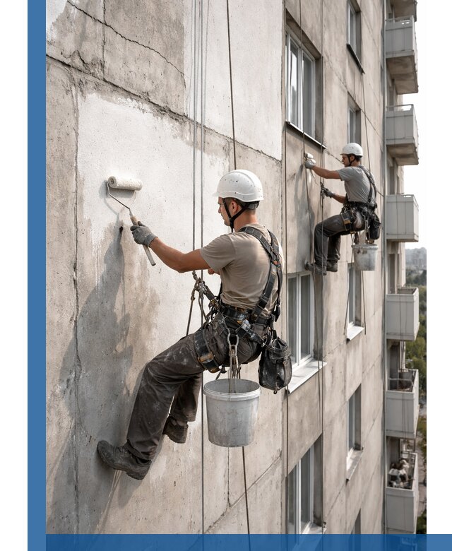 Покраска бетонного фасада в Геленджике для жилых и промышленных объектов