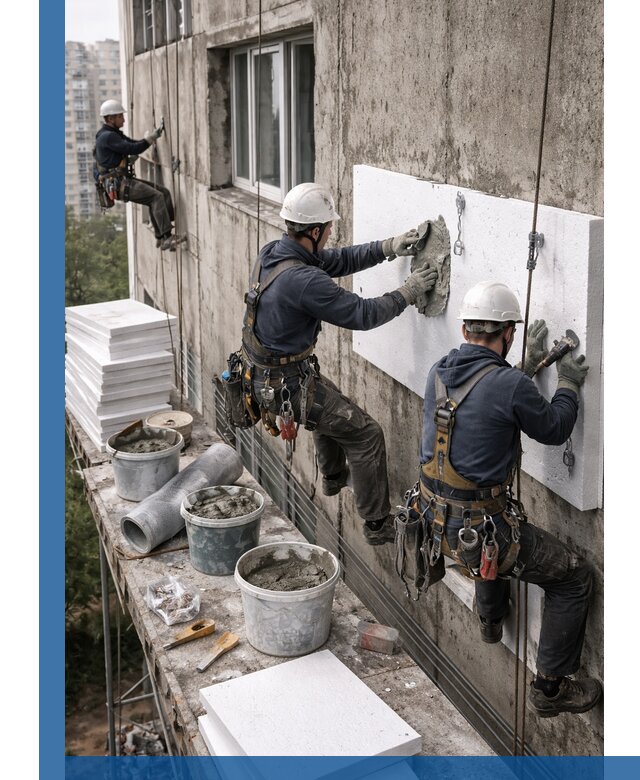 Утепление фасада пенополистиролом в Геленджике под ключ