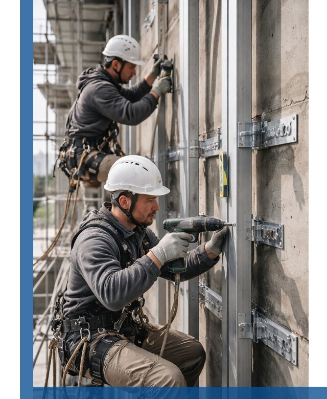 Монтаж и крепление подсистемы вентфасада в Геленджике