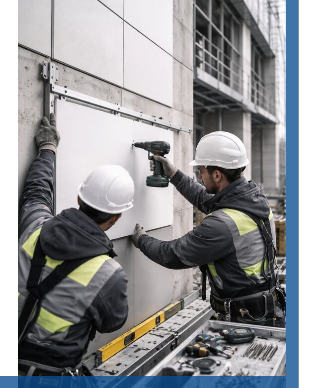 Монтаж композитных панелей фасада в Геленджике от 2599 р. | ВЫСОТНИК-Глн