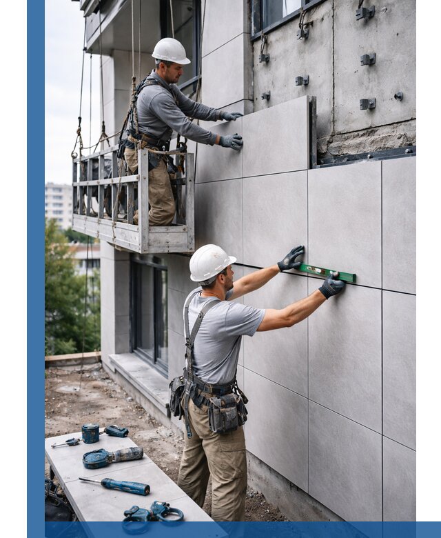 Монтаж керамогранита на фасад в Геленджике под ключ с гарантией качества