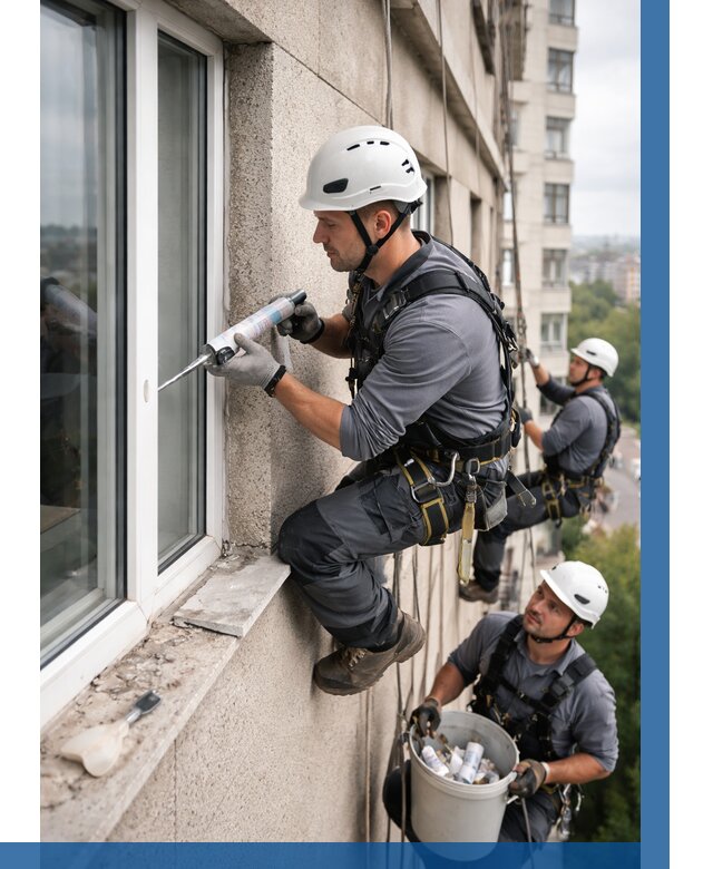 Герметизация оконных швов снаружи в Геленджике от 1559 р. | ВЫСОТНИК-Глн