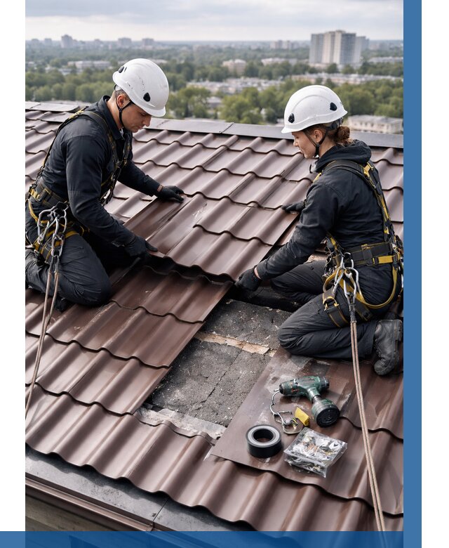 Ремонт металлочерепицы на крыше в Геленджике от 935 р. | ВЫСОТНИК-Глн