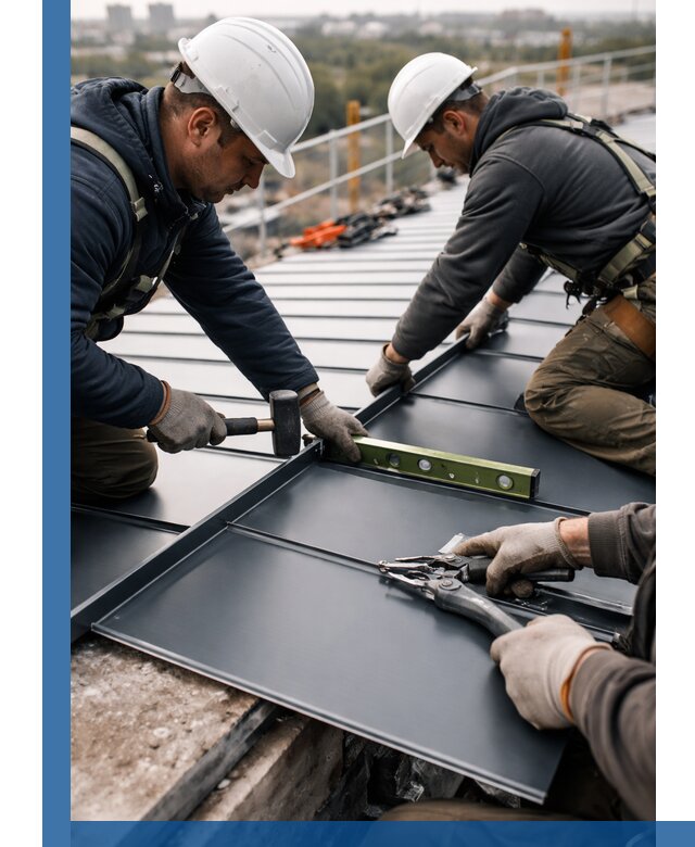 Монтаж фальцевой кровли в Геленджике для промышленных зданий