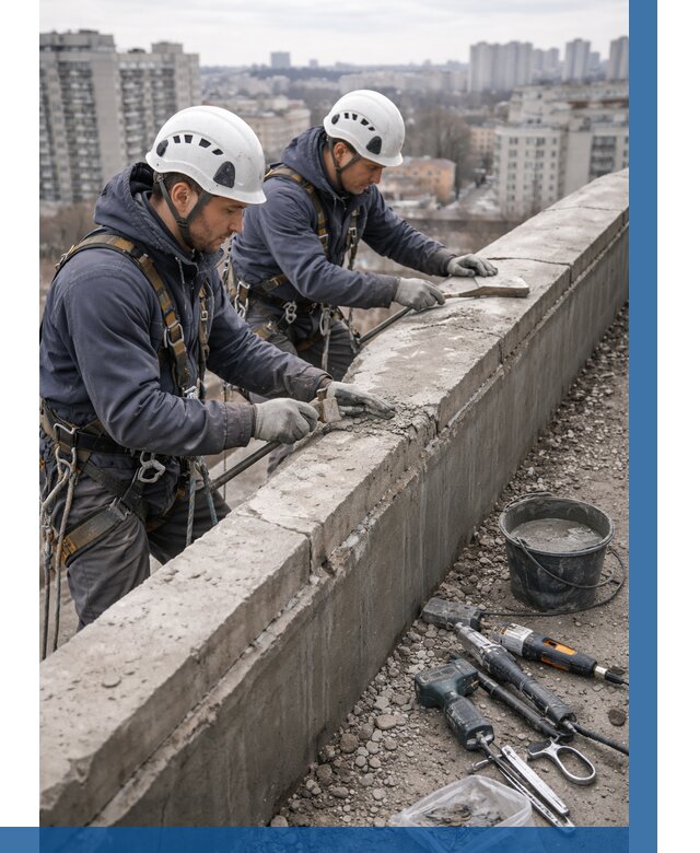 Ремонт парапета на кровле в Геленджике от 1559 р. | ВЫСОТНИК-Глн