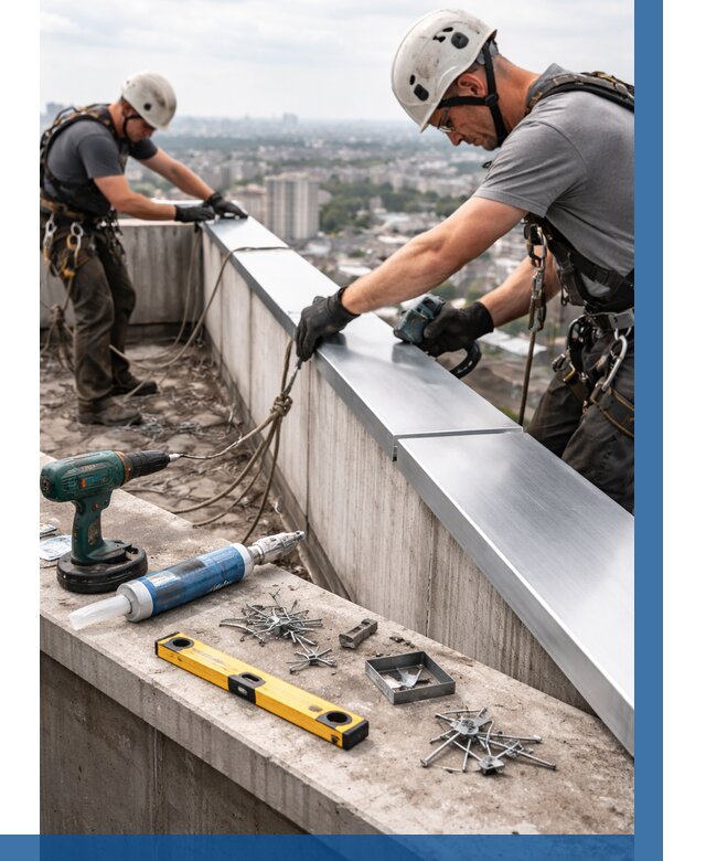 Монтаж парапетных крышек в Геленджике от 832 р. | ВЫСОТНИК-Глн