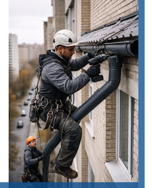 Монтаж водосточной системы на здании в Геленджике от 5197 р. | ВЫСОТНИК-Глн