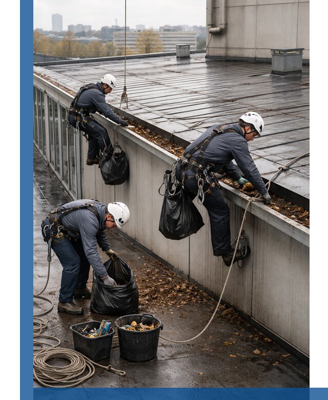 Очистка кровли по периметру в Геленджике силами промышленных альпинистов