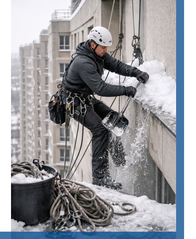 Очистка карнизов от снега в Геленджике от 312 р. | ВЫСОТНИК-Глн