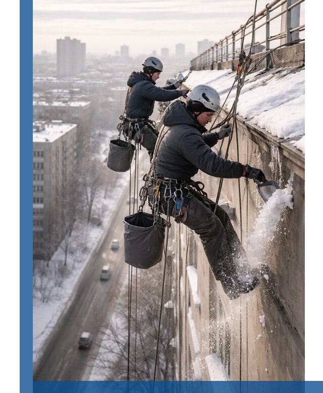 Очистка карнизов от снега в Геленджике профессионально и безопасно