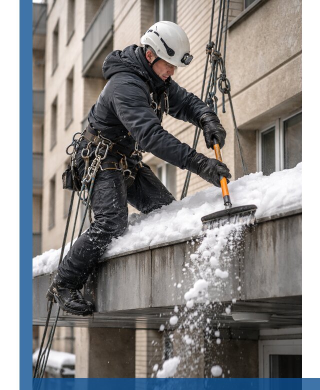 Очистка козырьков от снега в Геленджике круглогодично безопасно