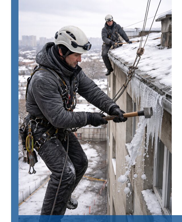 Сбивание и удаление сосулек с крыши в Геленджике безопасно