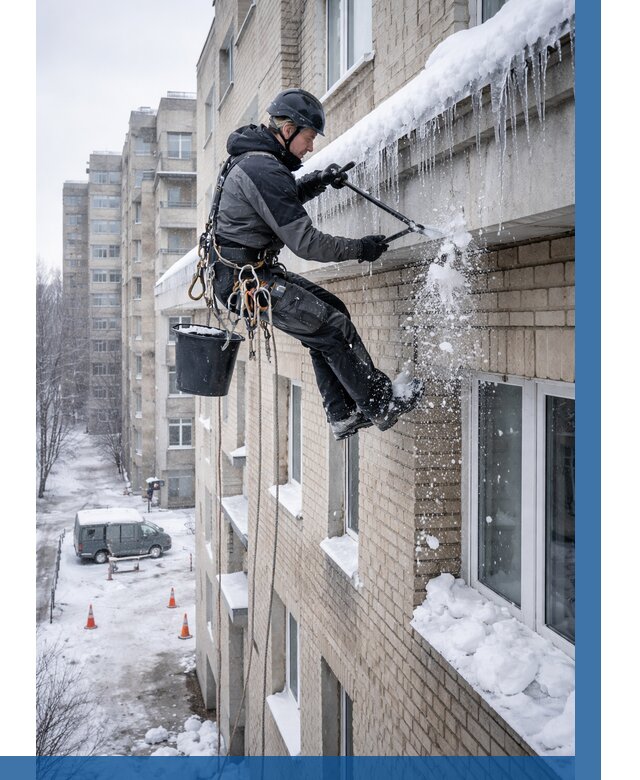 Удаление наледи с карнизов в Геленджике от 364 р. | ВЫСОТНИК-Глн