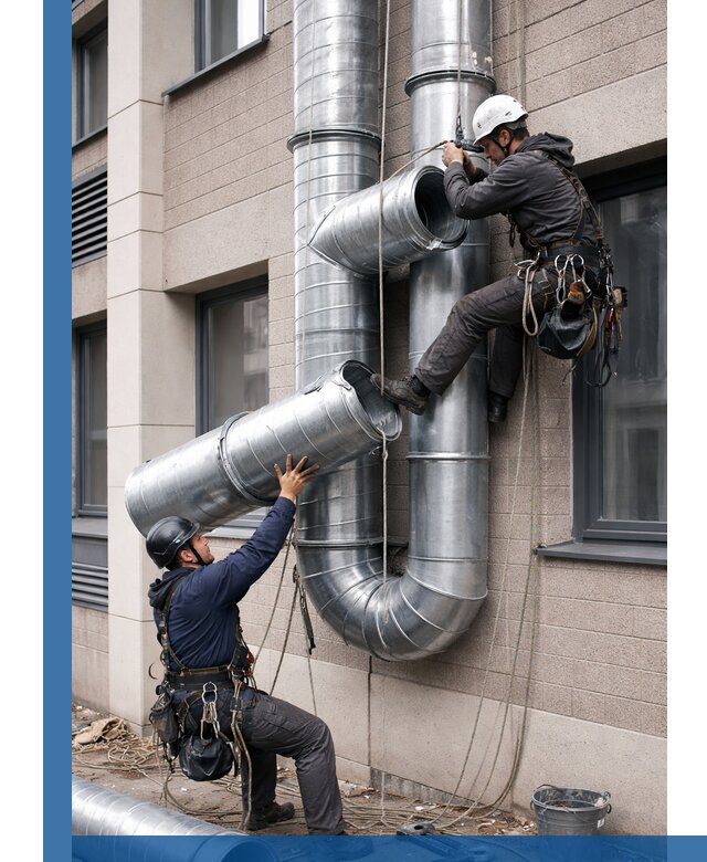 Монтаж фасадных воздуховодов в Геленджике с герметизацией и крепежом