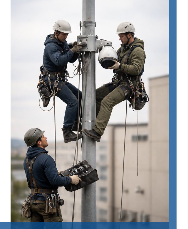 Установка видеокамер на мачте в Геленджике от 8835 р. | ВЫСОТНИК-Глн