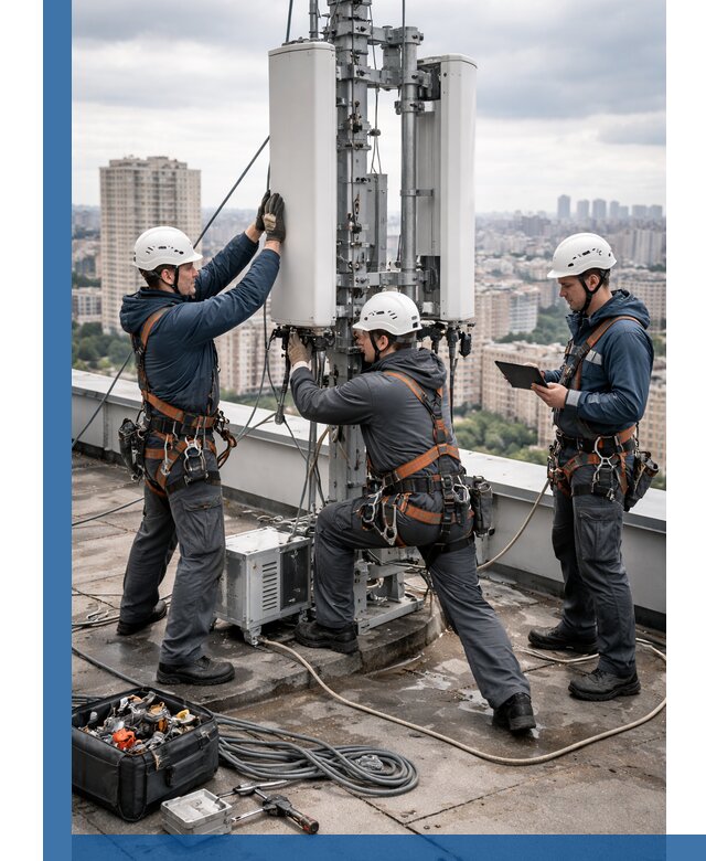 Монтаж антенн связи на крыше в Геленджике с вводом в эксплуатацию