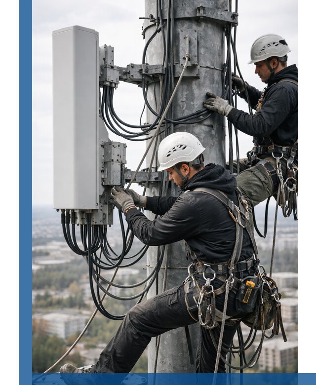 Монтаж оборудования связи на мачте в Геленджике с пусконаладкой