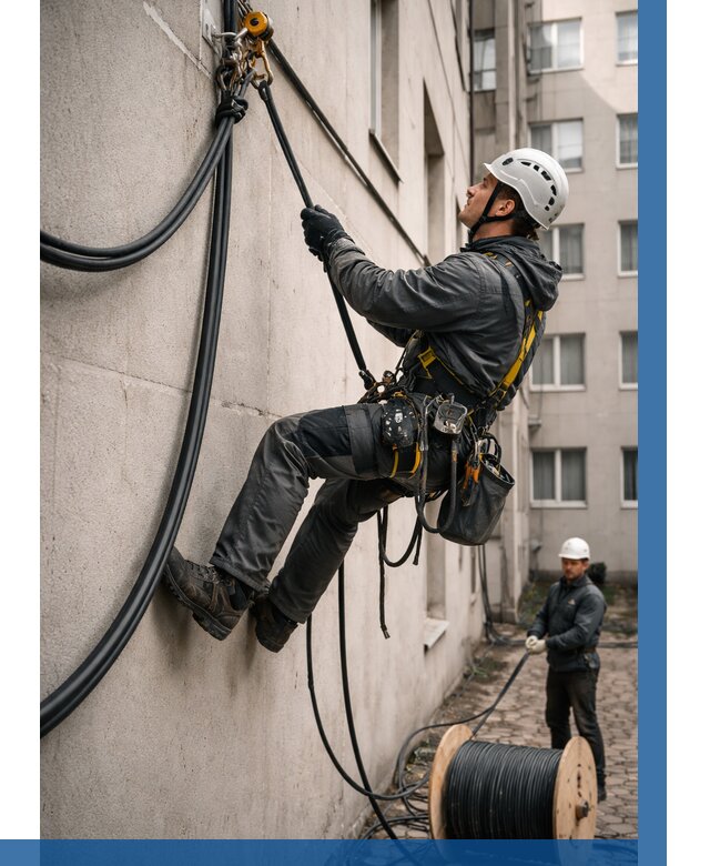 Протяжка кабеля питания на высоте в Геленджике от 468 р. | ВЫСОТНИК-Глн
