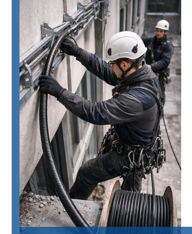 Протяжка кабеля питания на высоте в Геленджике с гарантией безопасности и качества