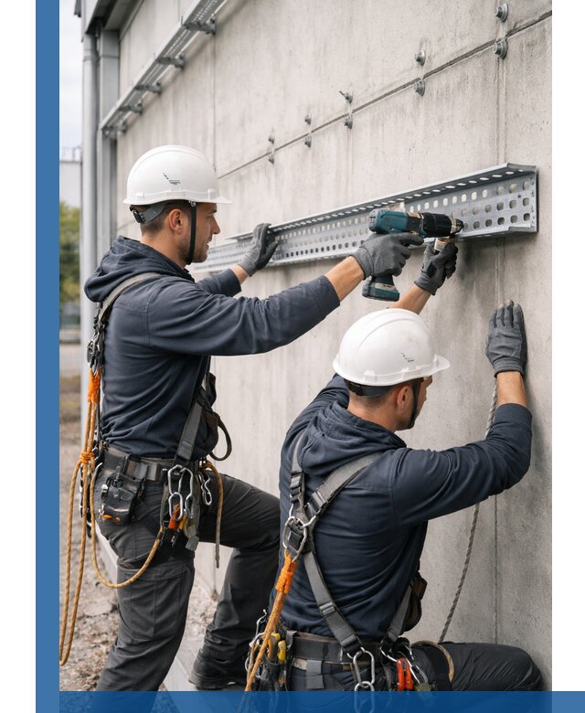 Монтаж кабельных лотков на фасаде зданий в Геленджике с гарантией