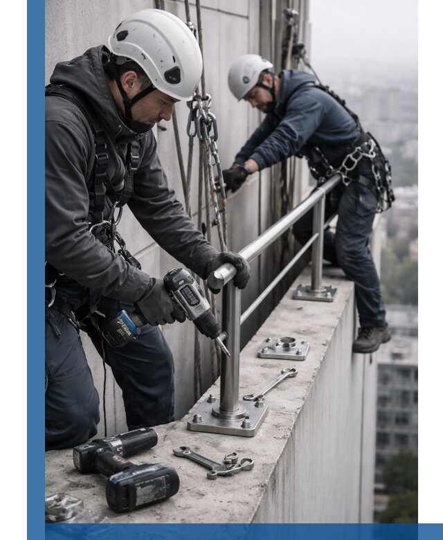 Монтаж перил на высоте в Геленджике для жилых и промобъектов