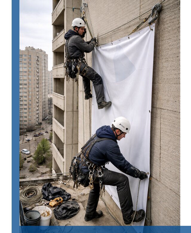 Профессиональный монтаж баннеров на фасаде в Геленджике