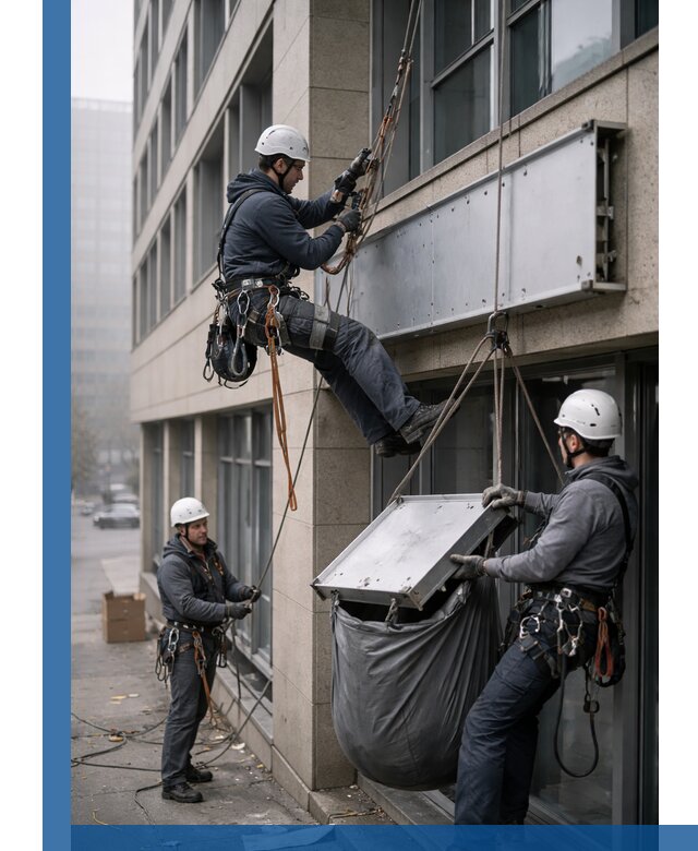 Демонтаж рекламной вывески с высотными работами в Геленджике