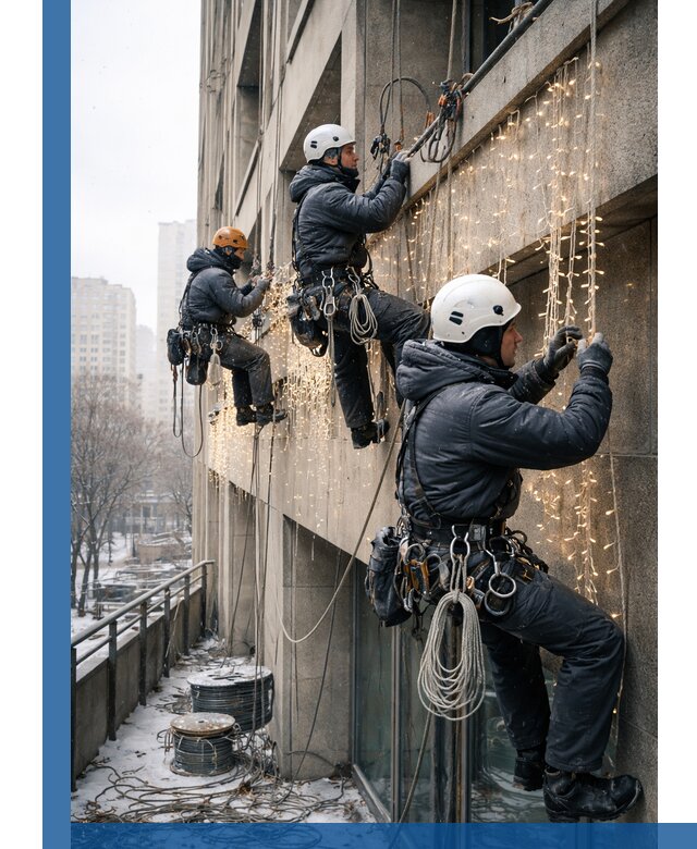 Монтаж новогодней иллюминации и украшение фасадов в Геленджике