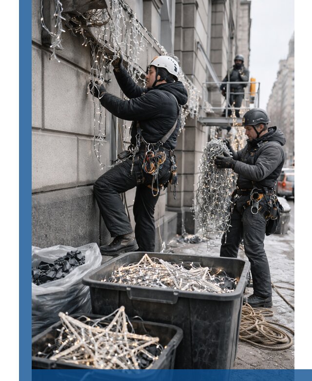 Демонтаж новогоднего оформления и гирлянд в Геленджике