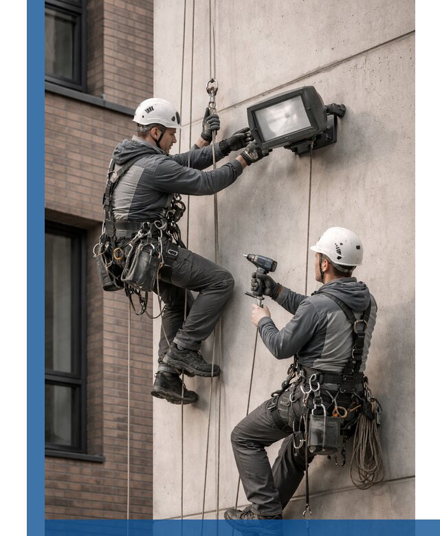 Профессиональный монтаж фасадных прожекторов в Геленджике под ключ