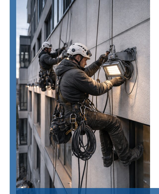 Монтаж фасадного освещения в Геленджике установка и подключение