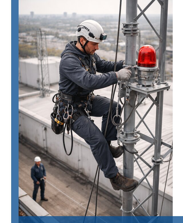 Монтаж заградительных огней и обслуживание объектов в Геленджике