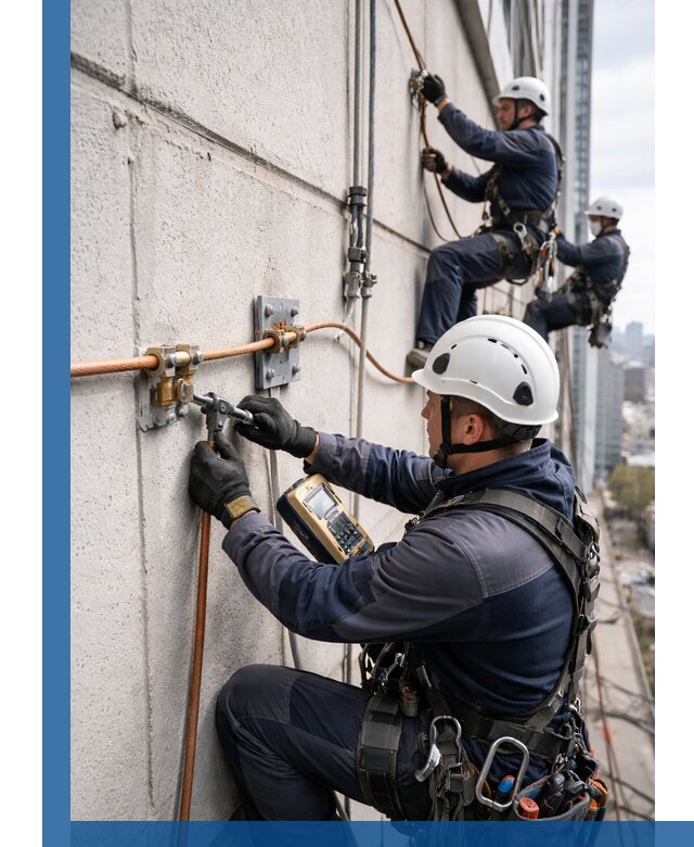 Монтаж системы заземления здания и молниезащиты в Геленджике