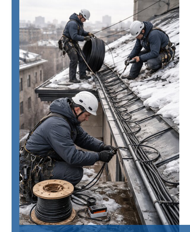 Монтаж греющего кабеля на кровле в Геленджике под ключ