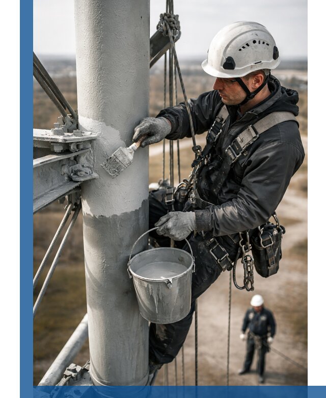 Покраска мачт связи в Геленджике промышленными альпинистами
