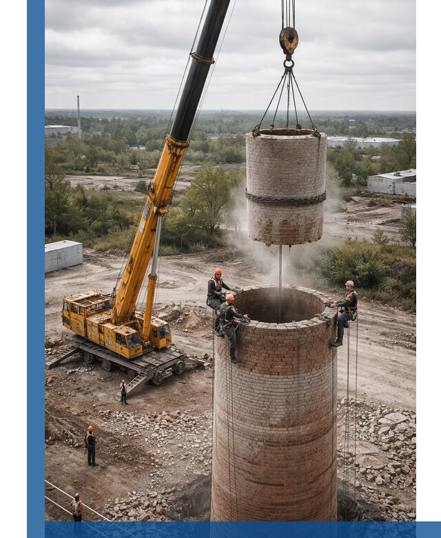 Демонтаж дымовой трубы в Геленджике с гарантиями безопасности