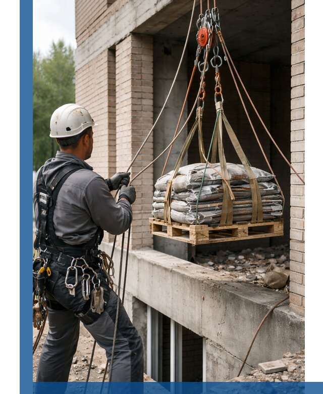 Подъем материалов на этаж веревками в Геленджике оперативно